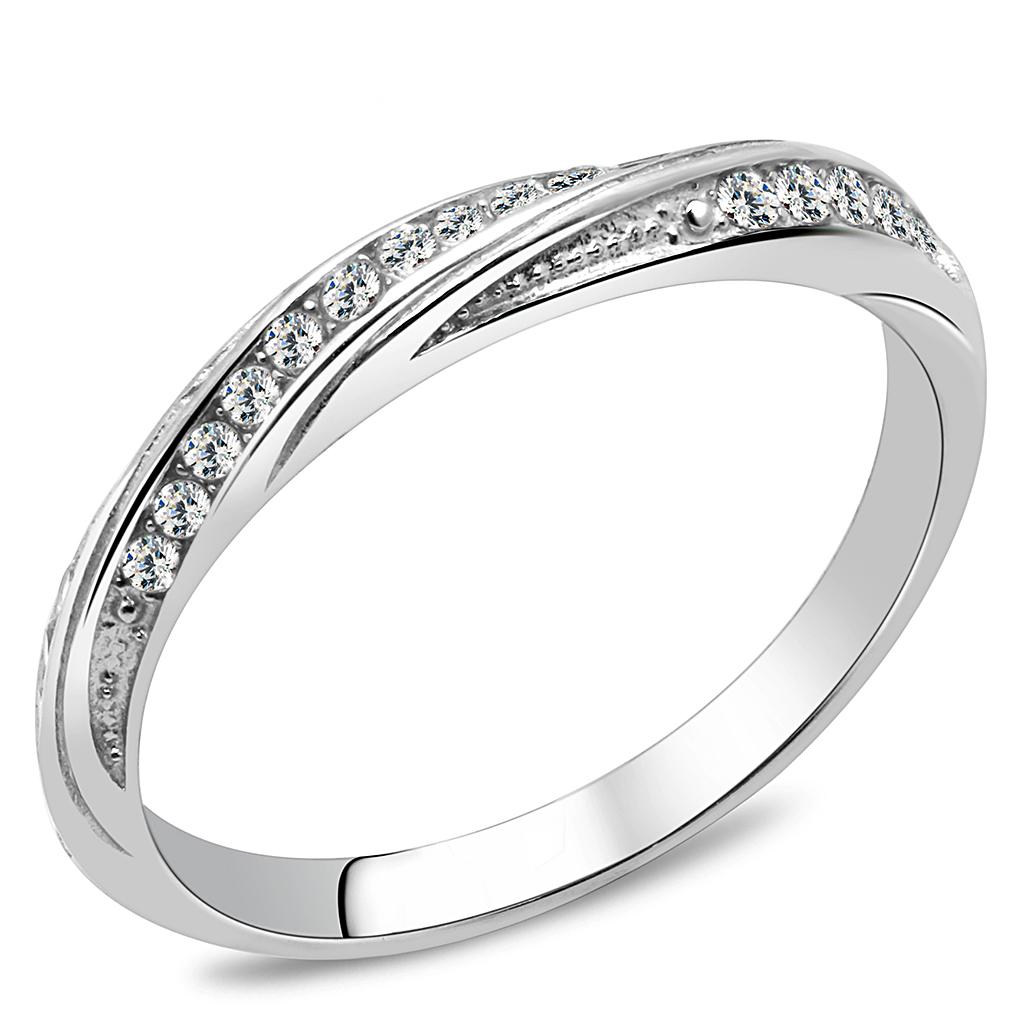 JCE3259-5 High polished (no plating) Stainless Steel Ring with AAA Grade CZ  in Clear-5